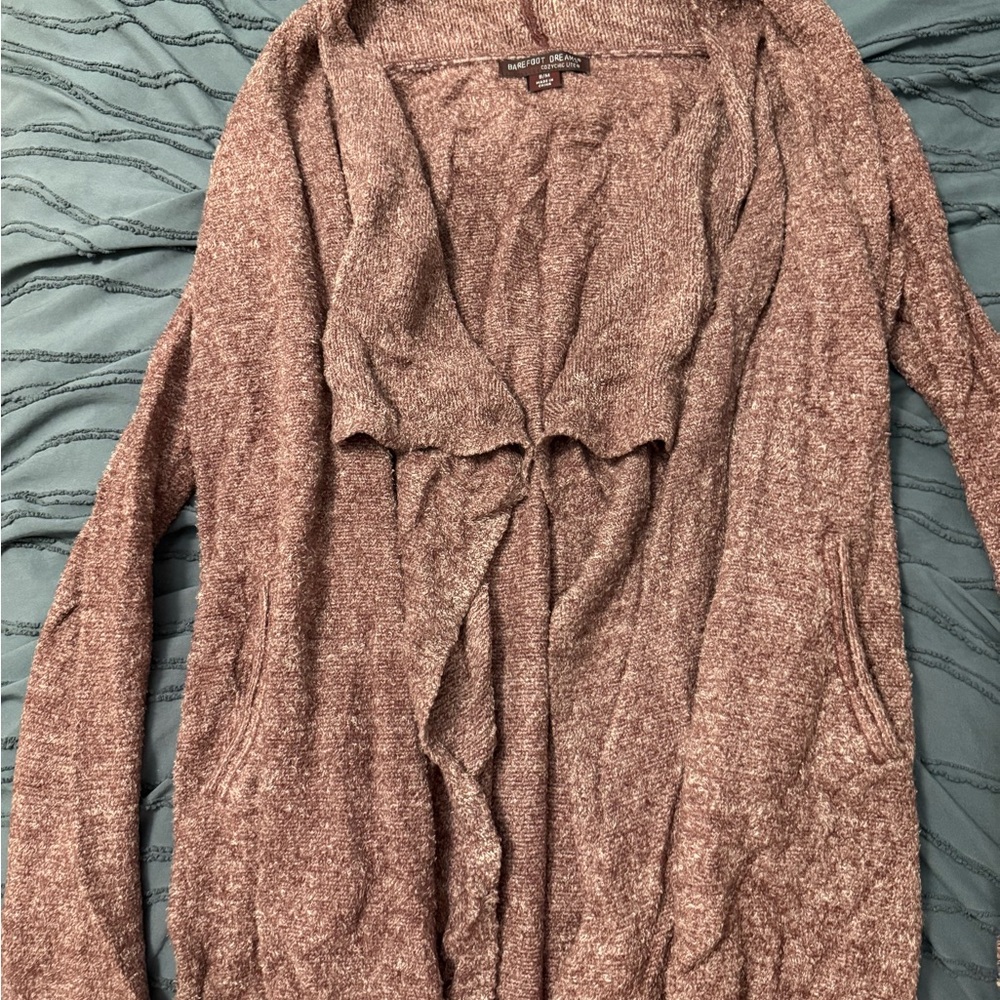 Barefoot Dreams Pink Cable-Knit Cardigan Sweater
